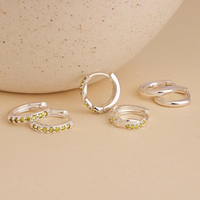 Inerney 14K Gold Plated Huggie Hoop Earrings for Women, Small Sterling Silver Earring Set Hypoallergenic Cartilage Helix Stacks, Mini Dainty Cute Trendy Birthstone Jewelry Gift for Multiple Piercings - Image 5
